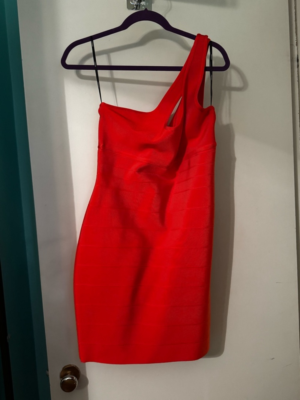Herve Leger x Forever 21 One-Shoulder Orange Bodycon Dress with Cutout